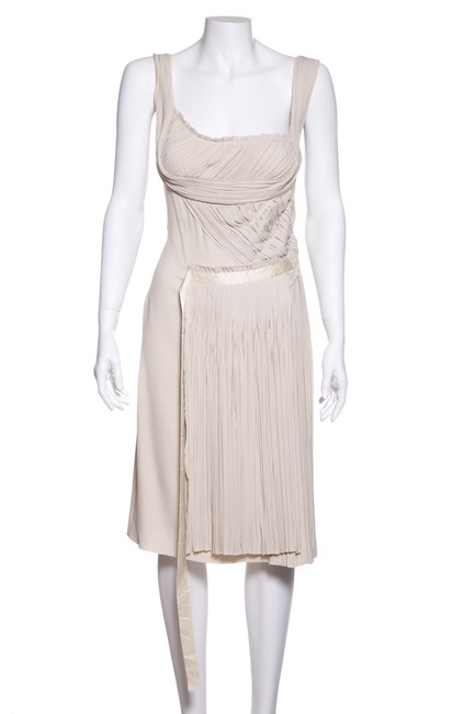 Prada Cream Pleat Detail Short Cocktail Dress6 S
