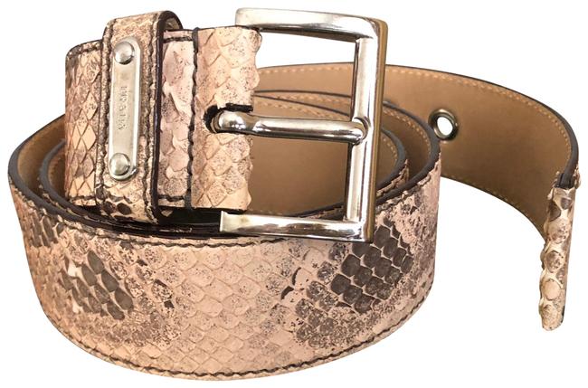 Prada CreamGreyPeach Exotic Python Leather PeachCreamGrey Belt