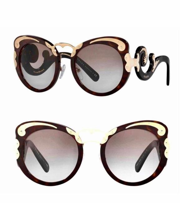Prada Dark Havana Gold Minimal Baroque Sunglasses