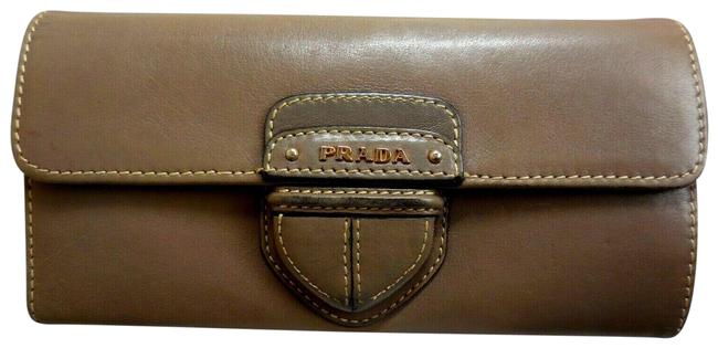 Prada Dark Taupe Or argilla city Calf Line Continental Wallet