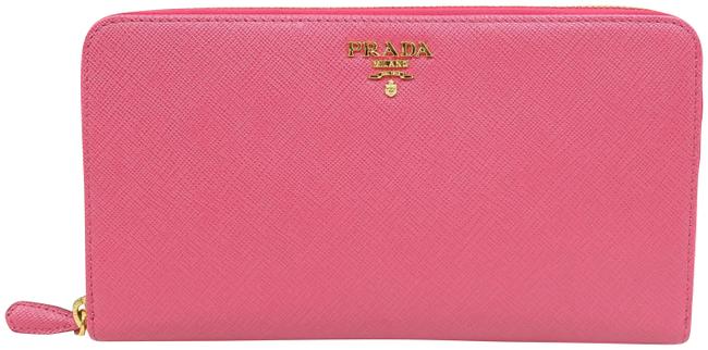 Prada Deeppink Saffiano Continental Wallet