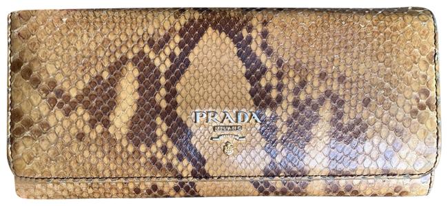 Prada Gold and Brown Python Continental Wallet