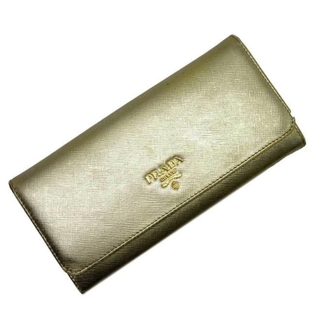 Prada Gold Bi fold Leather Ladies Wallet
