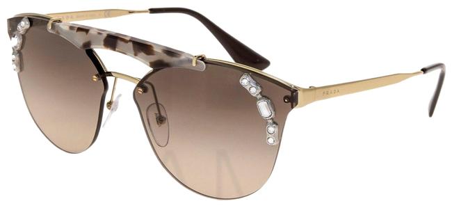Prada Gold Brown 53u Ornate Shield Bar Jewel White Pr53us Sunglasses