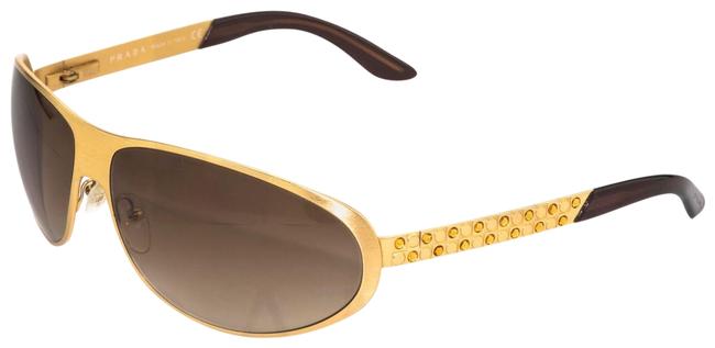 Prada Gold Brown 59i Pr59is Aviator Metal Jewel Gradient Unisex Sunglasses