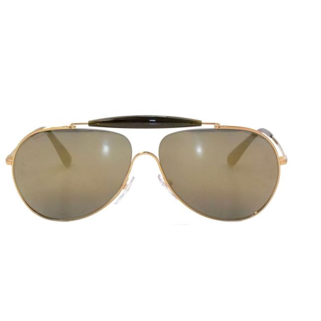 Prada Gold Brown Aviator Sunglasses