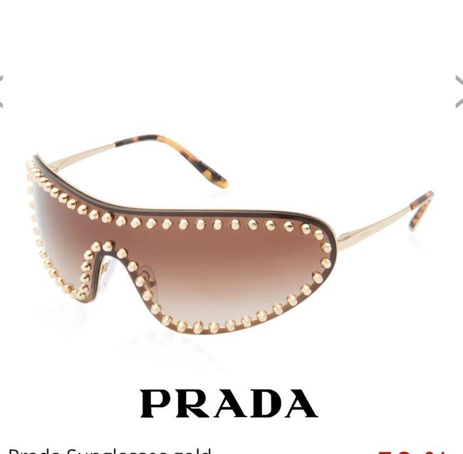 Prada Gold Brown Pr73vs Studded Sunglasses