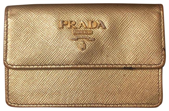 Prada Gold Business Card Holder Wallet