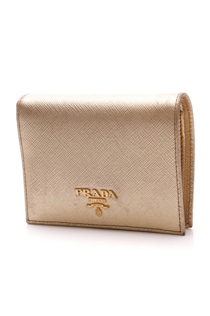 Prada Gold Compact Bi fold Wallet