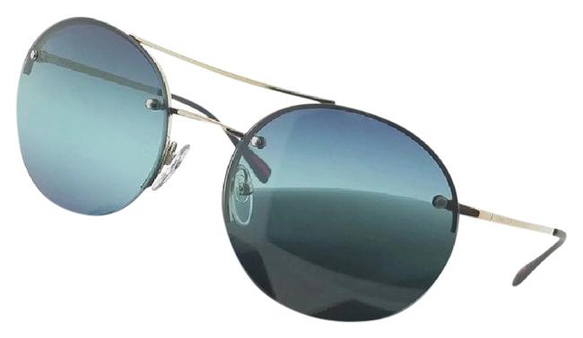 Prada Gold Frame Ps54rs zvn5t2 Round Unisex Blue Lens Sunglasses