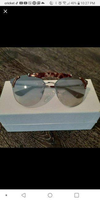 Prada Gold Ornate Cat Eye Havana Grey Brow Bar Gradient Sunglasses