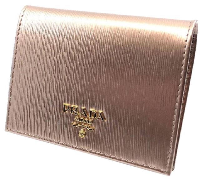 Prada Gold Portafoglio Verticale Cipria Mordore Vitello Move Flap Wall Wallet