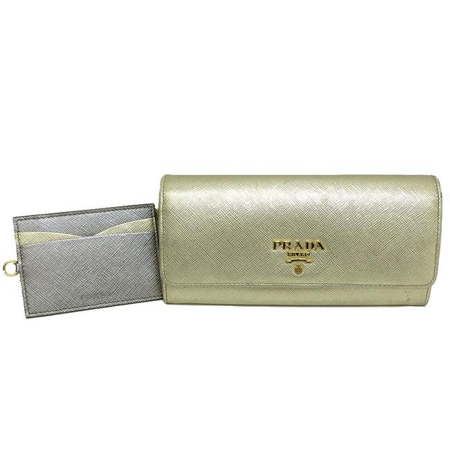 Prada GoldSilver Long Saffiano 1mh132 Wallet