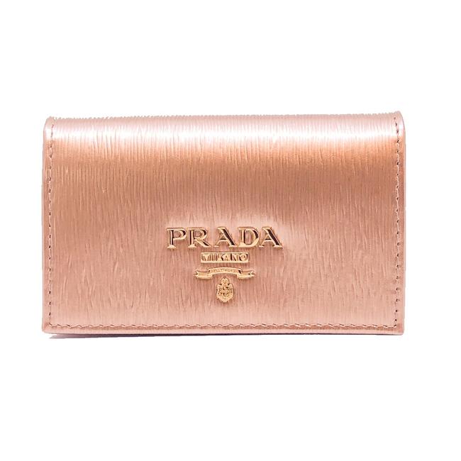Prada Gold Women Vitello Move Metallic Leather Card Case 1mc122 Wallet