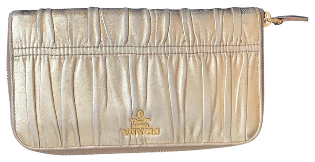 Prada Gold Zip Around Wallet
