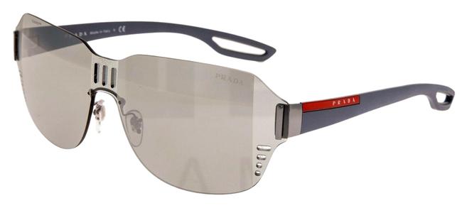 Prada Gray Silver 05s Linea Rossa Lj Matte Rubber Mirrored Sunglasses