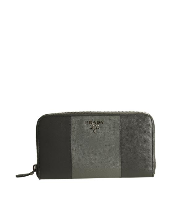 Prada Grey 1m1188 Saffiano Color Leather Zippered 185624 Wallet