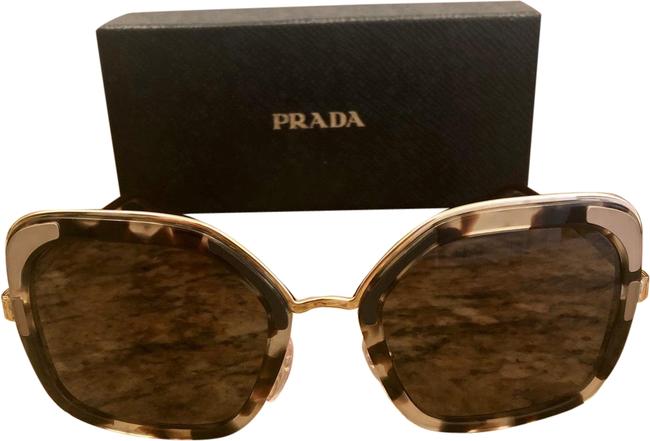 Prada Grey and Black Tortoise Metal Rimmed Sunglasses