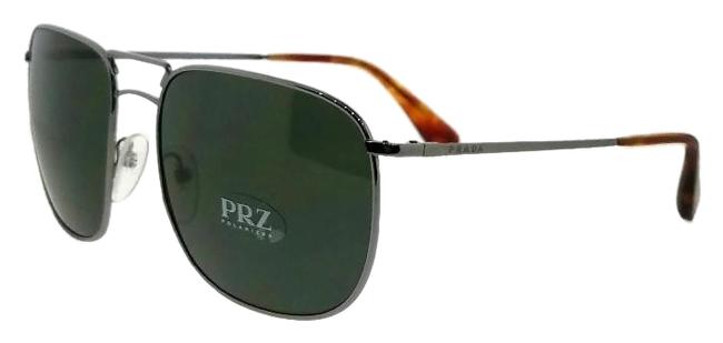 Prada Grey Frame Pr52ts 5av6po 60 Mens Pilot Green Lens Sunglasses
