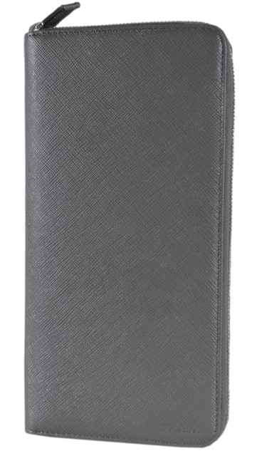 Prada Grey New 2ml220 Saffiano Leather Large Travel Wallet