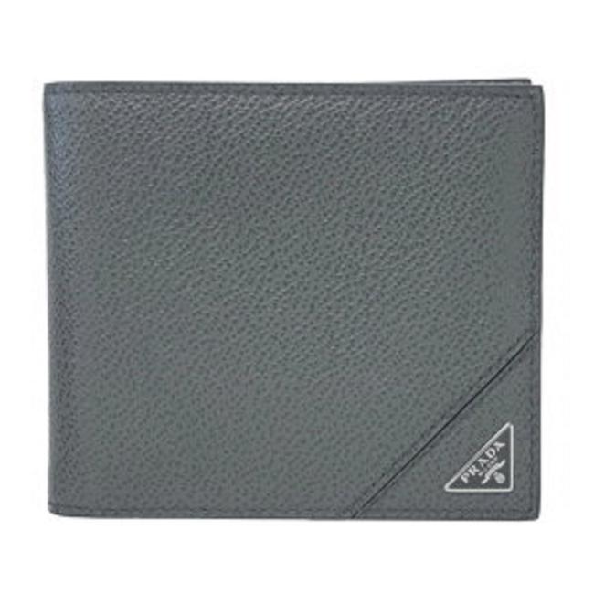 Prada Grey Orizzontale Micro Grain Leather Triangle Logo 2mo513 Wallet