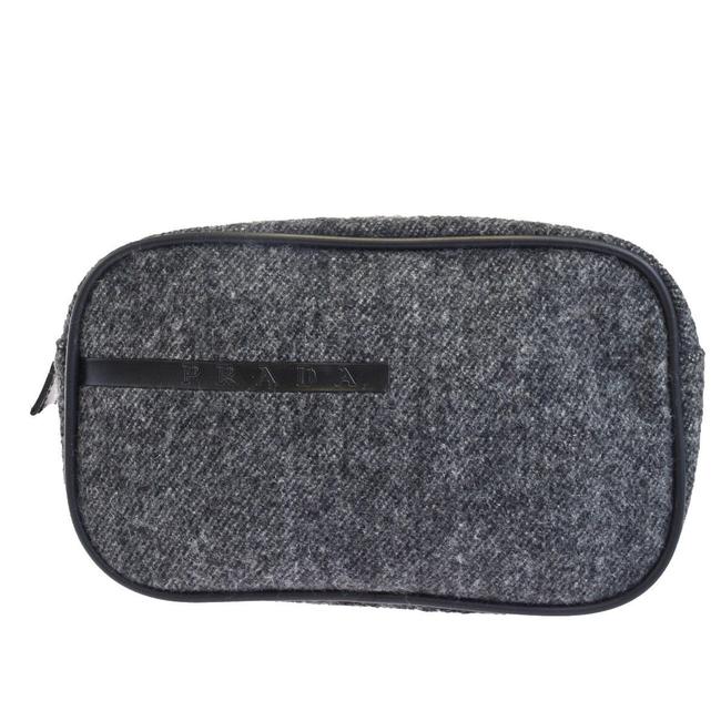 Prada Grey Toiletry Pouch Sport Wool Cosmetic Bag