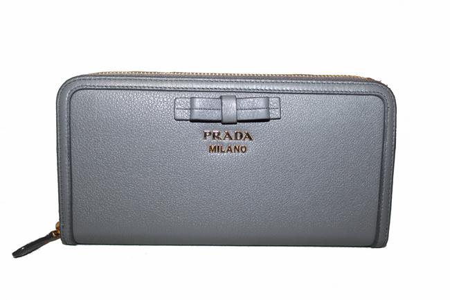 Prada Grey Womens Bow Detail Continental Leather Wallet