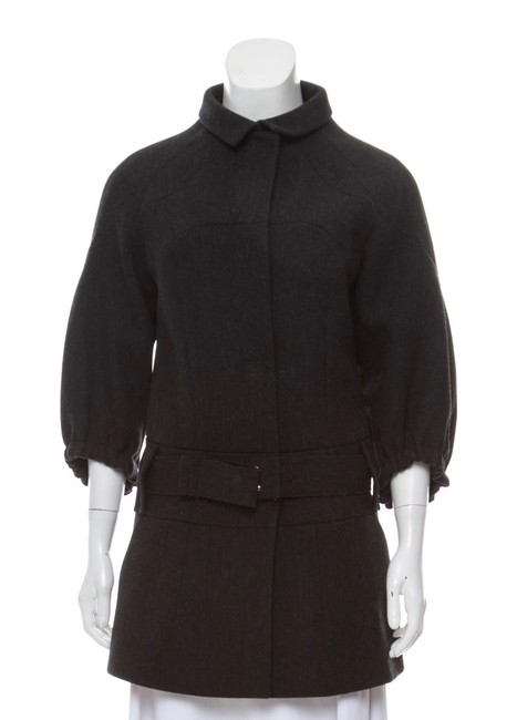 Prada GreyCharcoal Dark Wool Belted Coat2 XS