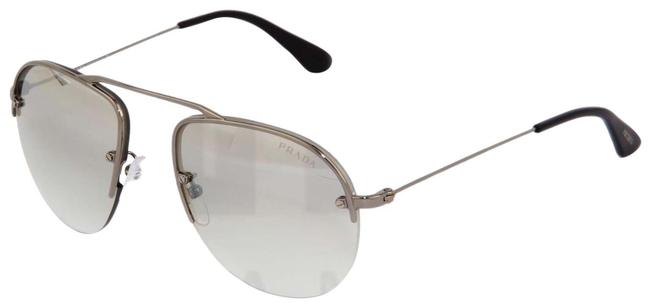 Prada Gun Metal Silver Teddy Pr58os Aviator Mirrored Rimless 58o Sunglasses
