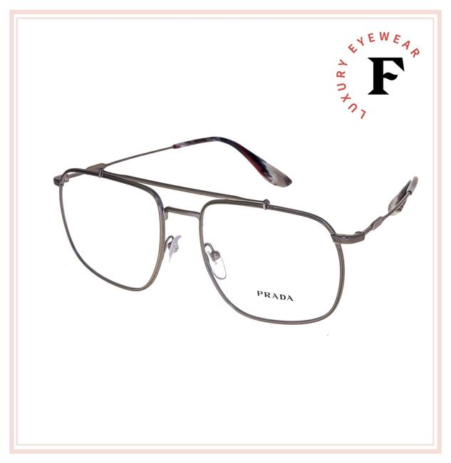 Prada Gunmetal 56u Brushed Metal Aviator 55mm Pr56uv Men Optical Sunglasses