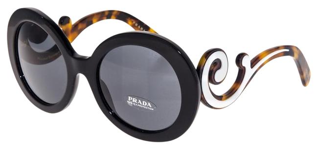 Prada Havana Black 08t Minimal Baroque Swirl Brown Round Pr08ts Sunglasses