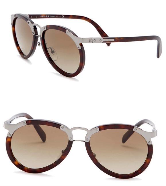 Prada Havana Silver Catwalk Aviator Sunglasses