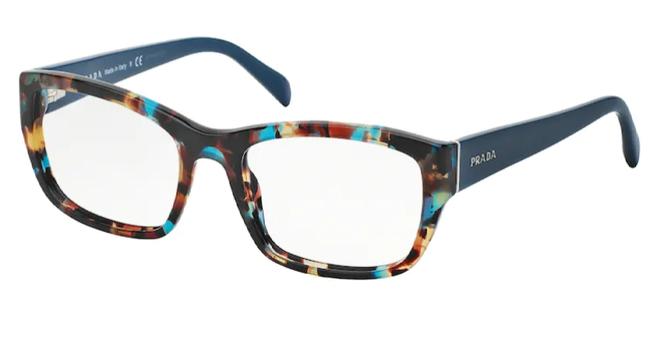 Prada Havana Spotted Blue Eyeglasses Vpr18o 52 Nag1o1