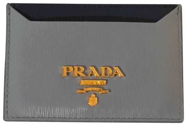 Prada Light BlueNavy Classic Cardholder Wallet
