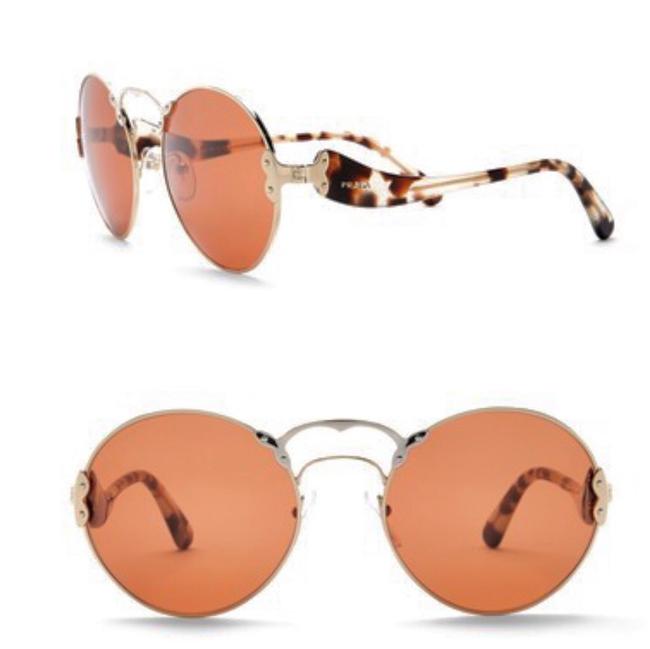Prada Light Havana Gold Round Catwalk Sunglasses