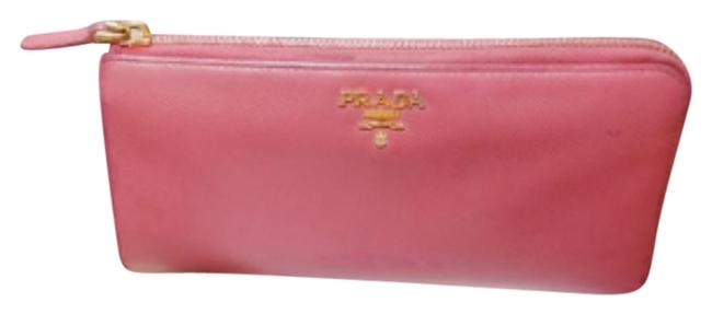 Prada Mauve Pink Saffiano Zipper Wallet