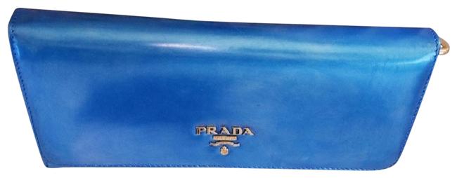 Prada Metallic Blue Long Wallet