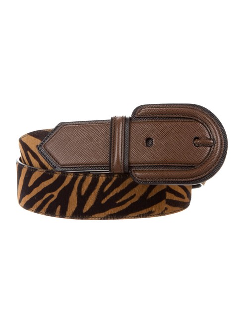 Prada MieleMoro Z Leather Tiger Striped Belt