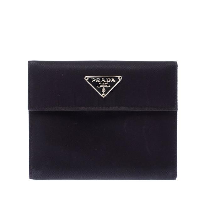 Prada Navy Blue Nylon Flap Compact Wallet