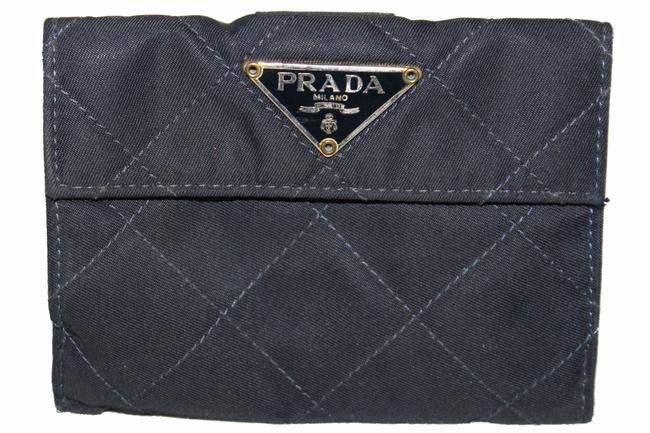 Prada Navy Blue Nylon Small Compact Wallet