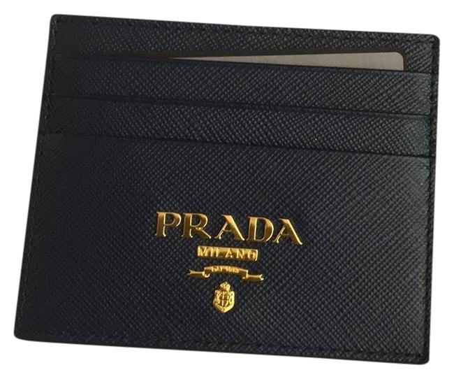 Prada Navy Credit Card Holder Wallet