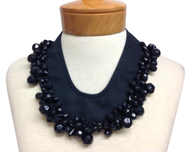 Prada Navy Vintage Black Beaded Bibb From Fall 2001 Collection Necklace