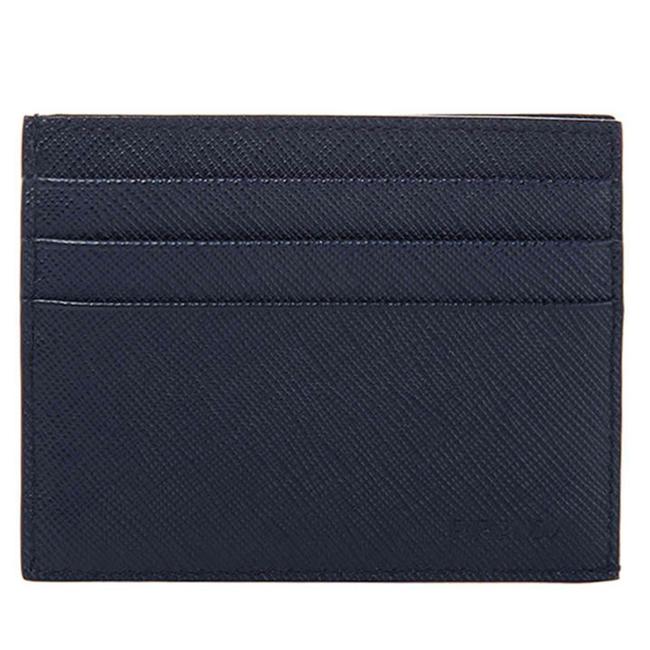 Prada Blue New Navy Saffiano Leather Bifold Card Case Holder Wallet