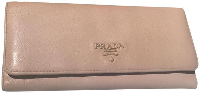 Prada Nude pink Saffiano Continental Flap Wallet