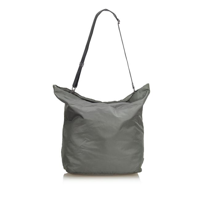 Prada Nylon Gray Leather Satchel