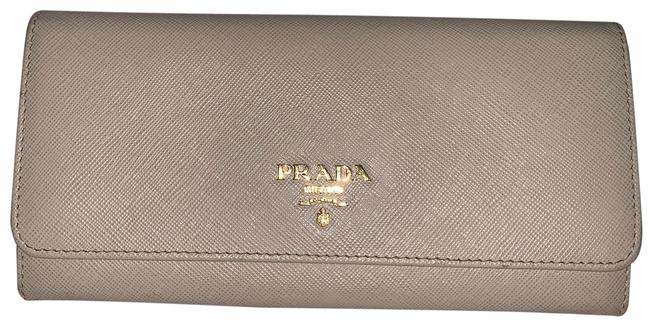 Prada Off White Saffiano Continental Wallet