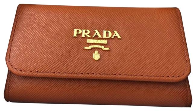 Prada Orange Key Leather Holder Wallet