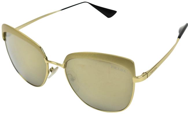 Prada Pale Gold Logo Mirrored Mv Sunglasses