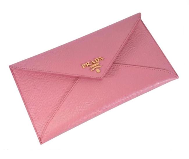 Prada Peonia Logo Plague Envelope Leather Wallet*new Wallet
