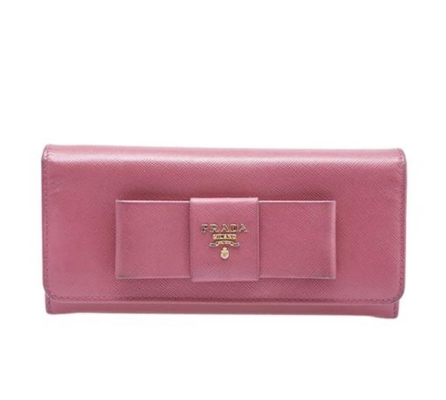 Prada Pink 1m1132 Saffiano Leather Snap Wallet